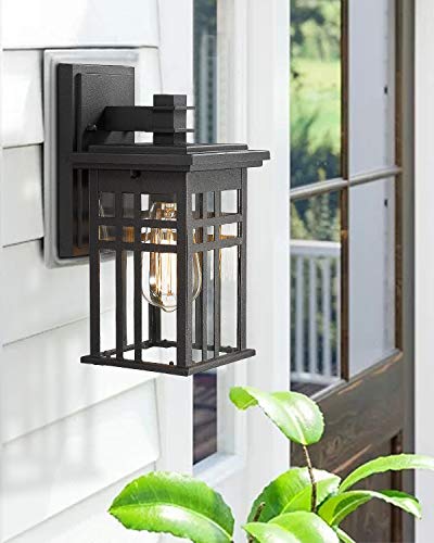 zeyu 2 Pack Outdoor Wall Sconce, Exterior Wall Mount Light in Black Finish with Clear Glass Shade, 20068B1-2PK - color: Black - 2 Packs, size: Medium