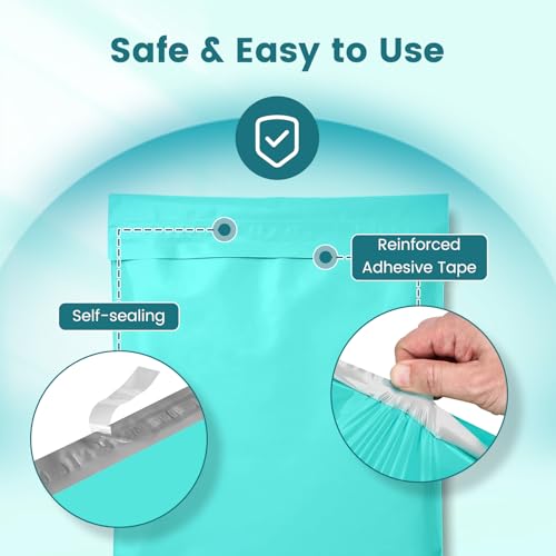 Metronic Poly Mailers 14.5x19 50 Pack, Self Seal Shipping Bags for Clothes - color: Teal, size: 14.5x19 50PC