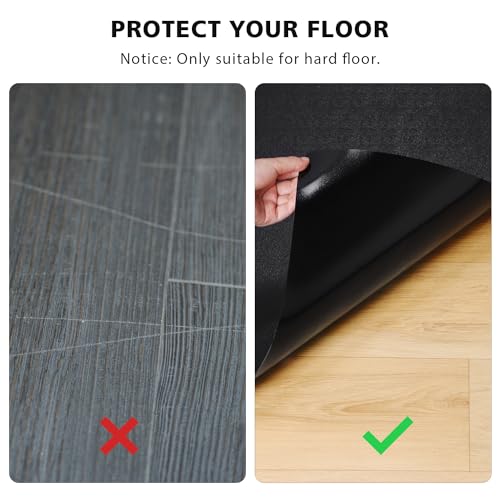 Vinyl Floor Mat for Home, Waterproof Area Mat Under Dining Room Table - color: Black, size: 5' x 6'3" (Rectangular)