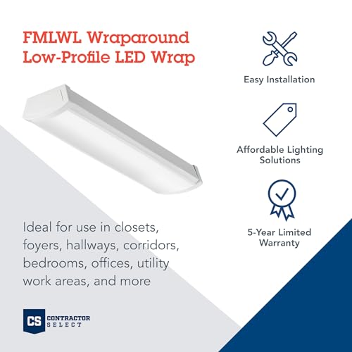 Lithonia Lighting 2 Foot LED Light Fixture, Low-Profile LED Wraparound Flush Mount Ceiling Light, 4000K Cool White, MVOLT, 24-Inch (FMLWL 24 840 ZT MVOLT) - color: 4000K Cool White, size: 24 inches, style: MVOLT