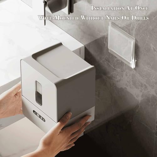 Sanpyl Night Light Smart Electric Paper Towel Dispenser, Touchless Roll Paper Dispenser with Custom Length Settings for Home Hotel - Battery Powered Plastic (Grey) - color: Grey