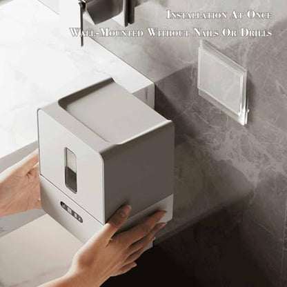 Sanpyl Night Light Smart Electric Paper Towel Dispenser, Touchless Roll Paper Dispenser with Custom Length Settings for Home Hotel - Battery Powered Plastic (Grey) - color: Grey
