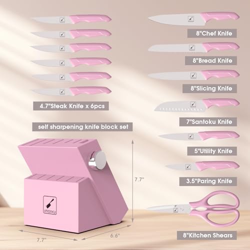 imarku 14-Piece Kitchen Knife Set, High-Carbon Stainless Steel,Pink - color: Pink, size: 14 Pcs