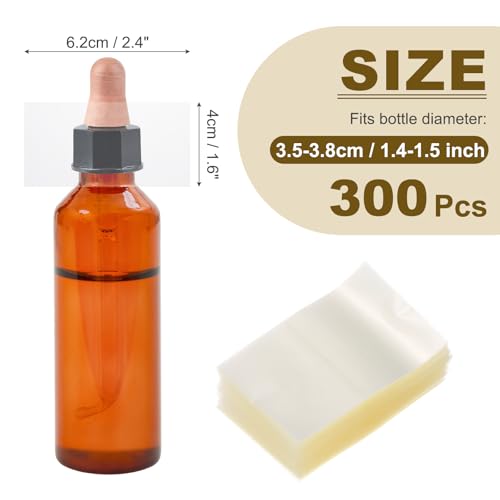 PATIKIL Shrink Wrap Bands 2.4"x1.6"/62x40mm 300pcs PVC Clear Bottle Seals - size: 2.4 x 1.6 Inch