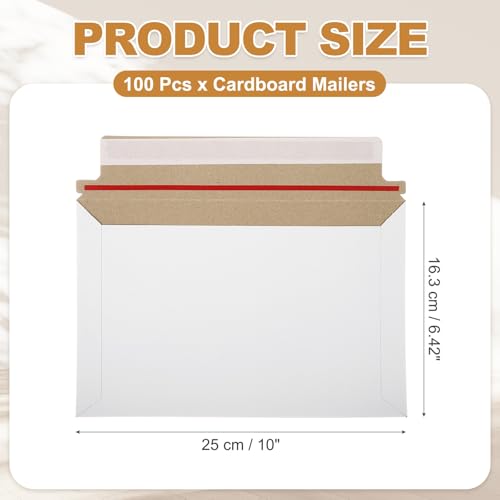 PATIKIL 100Pcs Cardboard Envelopes 10"x6.42" Rigid Mailers Self Seal - color: Gray, size: 10" x 6.42"