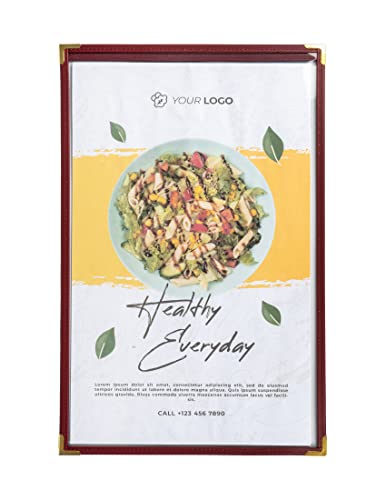 Menu Cover, Single Page, 8.5" x 14" Legal Size, Burgundy, Pack of 6 - color: Burgundy