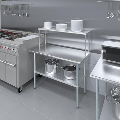Stainless Steel Single Overshelf for 48" Prep Table – 12" Deep - size: 12" x 48"