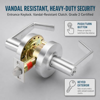 LO-Lock Entrance Keylock w/Clutch Commercial Lever Door Lock, ADA-Compliant - style: Entrance Keylock w/ Clutch