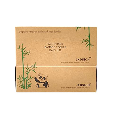 Bamboo Facial Tissues，soft nature bamboo facial tissue,100% virgin bamboo,Bulk carton of 8 boxes (100 Tissues per boxes,800 Tissues Total) | kraft paper Box, 3 Ply tissues