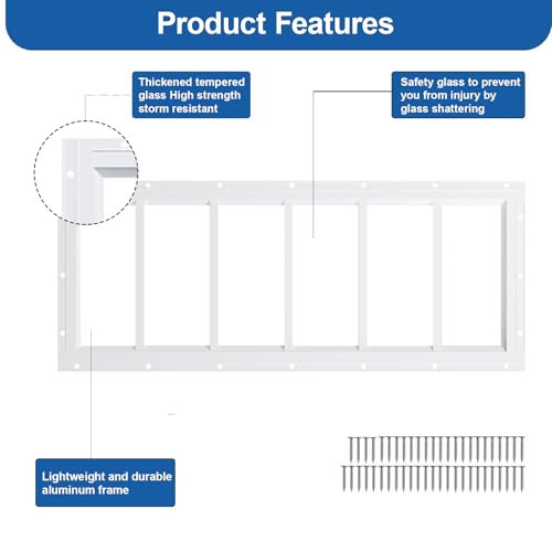 NeatiEase 2 Pack Shed Windows 10"x35", Transom Window Fixed Design with Tempered Glass for Playhouses, Sheds, Garage and Chicken Coops (White) - color: White