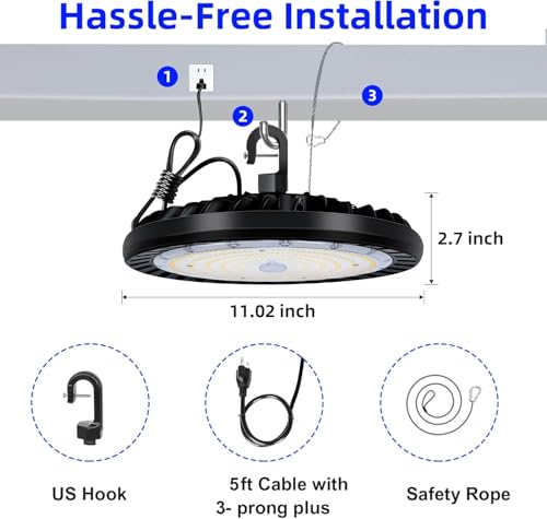 hykolity UFO LED High Bay Light, 150W, 19500LM, 5000K Daylight, 130LM/W - size: 150W