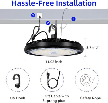 hykolity UFO LED High Bay Light, 150W, 19500LM, 5000K Daylight, 130LM/W - size: 150W