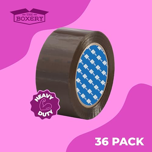 The Boxery 2" x 110 Yards Tan Packing Tape – 36 Roll Carton – Strong Industrial Grade Adhesive for Shipping, Moving & Packaging – Heavy Duty 2.2 Mil Box Sealing Tape - color: Tan, size: 2"x110 yds - 2.2 mil.