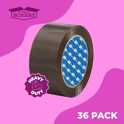 The Boxery 2" x 110 Yards Tan Packing Tape – 36 Roll Carton – Strong Industrial Grade Adhesive for Shipping, Moving & Packaging – Heavy Duty 2.2 Mil Box Sealing Tape - color: Tan, size: 2"x110 yds - 2.2 mil.