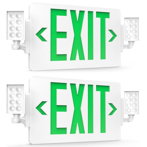 Sunco 2 Pack Green Exit Signs with LED Emergency Lights & Backup Battery - size: 2 Pack