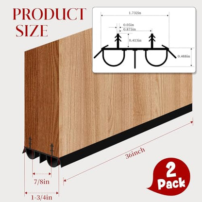 2 Pcs 36" Black Double Bubble Kerf Door Sweep - color: Black