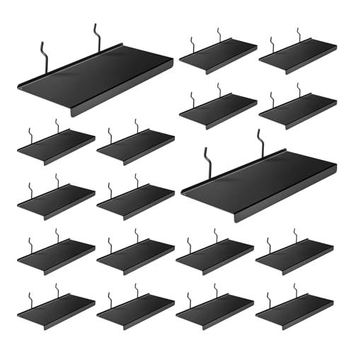 Pegboard Shelves Set of 20, 10x4.3 Inch Metal Peg Board Accessories - color: Black 20 Pcs