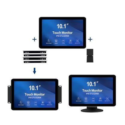 GreenTouch 10.1 inch 10 Points Front Waterproof Industrial Open Frame PCAP Touch Screen LCD Display Monitor 1280x800 Black - size: 10.1 IN