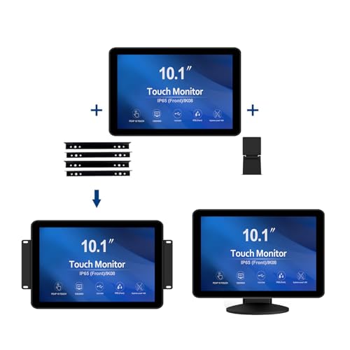 GreenTouch 10.1 inch 10 Points Front Waterproof Industrial Open Frame PCAP Touch Screen LCD Display Monitor 1280x800 Black - size: 10.1 IN