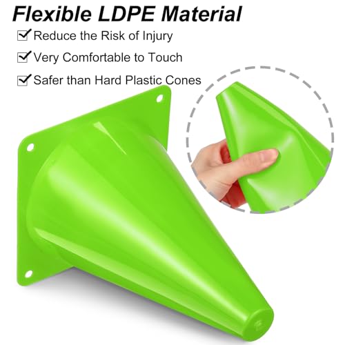 Leelosp 48 Pack Plastic Traffic Cones, Kids Sport - color: green, size: 7 Inch