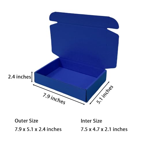 50 Pack 7.9x4x1.2 in Industrial Blue Shipping Boxes - color: Industrial Blue, size: 7.9x4x1.2 in