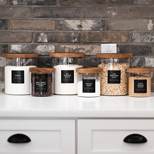 SAVVY & SORTED Black Labels for Containers, 180 Kitchen Labels for Food Storage Container, Pantry Labels for Food Storage, Organize Pantry Essentials Canister Label - style: Black Square Pantry Labels