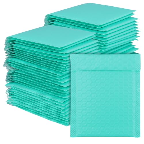 100 PCS 5 x 6 Inch Poly Bubble Mailers, Teal Waterproof Padded Mailing Envelopes, Practical Self Seal Adhesive Shipping Bags for Small Business Packing Mailing Supplies - color: Teal