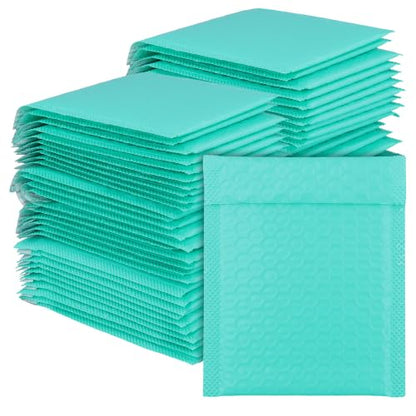 100 PCS 5 x 6 Inch Poly Bubble Mailers, Teal Waterproof Padded Mailing Envelopes, Practical Self Seal Adhesive Shipping Bags for Small Business Packing Mailing Supplies - color: Teal
