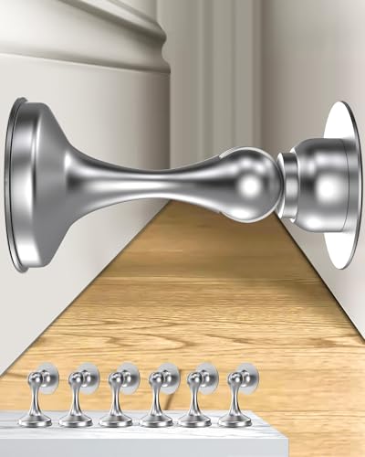 Crosize Magnetic Door Stoppers 6 Pack, Stainless Steel Door Stops, Silver - color: Silver, size: 6 Pack