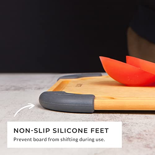Elihome Essential Series 2-in1 Wood Cutting Board Set for Kitchen, Wooden Board for Chopping Vegetables, Bread, Cheese, Meat, Salad, Bread Board for Countertop, Butcher Block, Non-Slip - style: 2 Pack (S+M)