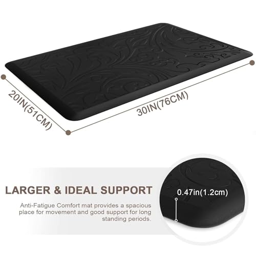 Kitchen Mat Cushioned Anti-Fatigue Comfort Standing Mat Rug for Home,Office - color: Black, size: 1'8" x 2'6" (Rectangular)
