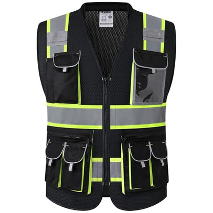 JKSafety Reflective Safety Vest for Men Cushioned Collar JK89M Black M - color: Mesh-black, size: Medium