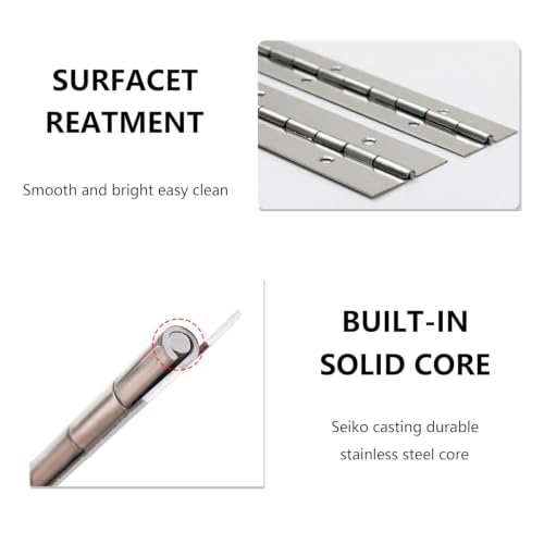 6-Inch 6-Pack Silver Heavy Duty Stainless Steel Piano Hinge, Long Hinge， - size: 6inch(Silver)6Pcs