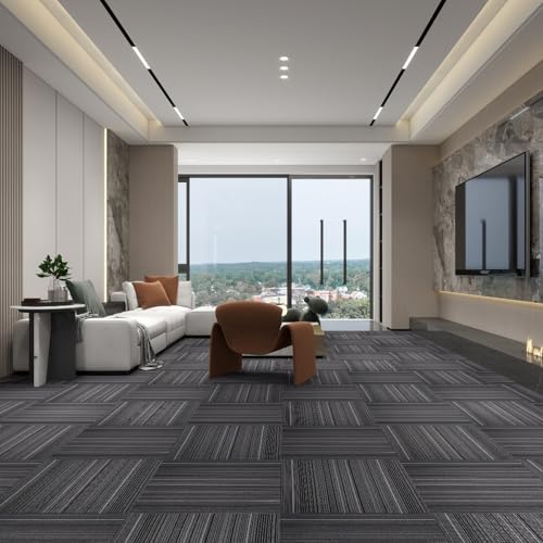 ALTRUISTIC Heavy Duty Commercial Carpet Tiles, 24" x 24",18 Pieces/72 sq ft - color: Black