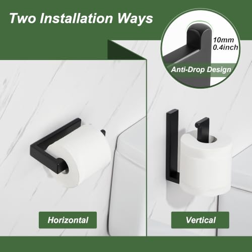 Sayayo Matte Black Toilet Paper Holder Wall Mount, RV Toilet Tissue Holder - color: Black - Drilling