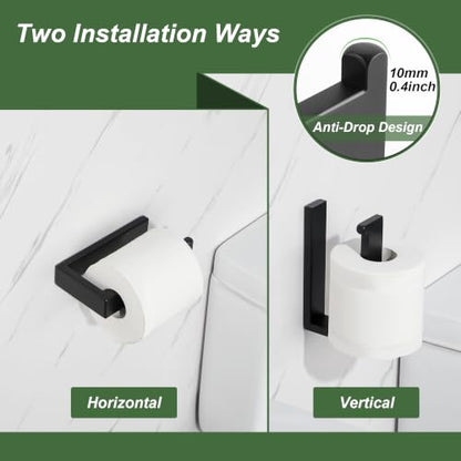 Sayayo Matte Black Toilet Paper Holder Wall Mount, RV Toilet Tissue Holder - color: Black - Drilling