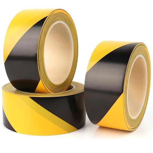 3 Rolls Floor Marking Tape, Safety Black and Yellow Stripe, Hazard Tape for Caution and Aisle Marking, 2 inch x 110 feet - size: 2Inch*110ft-3pack