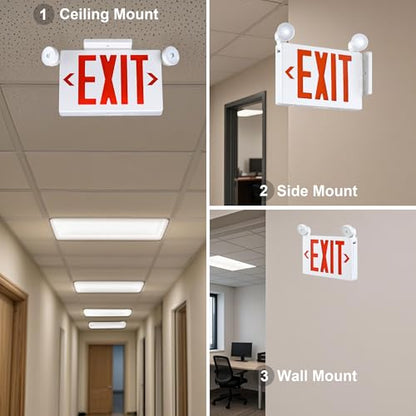 Gruenlich Exit Sign with Emergency Light, Battery Backup, 4 Pack - size: 4-Pack