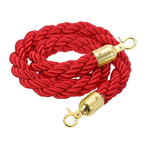MECCANIXITY Twisted Stanchion Rope 5 Ft/1.5 M, Barrier Rope Twisted Post Ropes with Snap Hooks for Posts Stands Queue Divider Crowd Control, Red Golden - color: Red Golden, size: 5 Ft