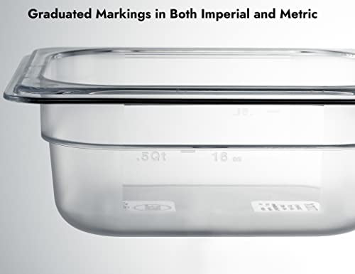 CURTA 6-Pack 1/6 Size 2.5" Deep NSF Polycarbonate Food Pans | Dishwasher & Freezer Safe Clear Container for Prep Tables, Buffet, Salad Bar, Commercial & Home Kitchen - color: 1/6 Size, size: 2-1/2" Deep