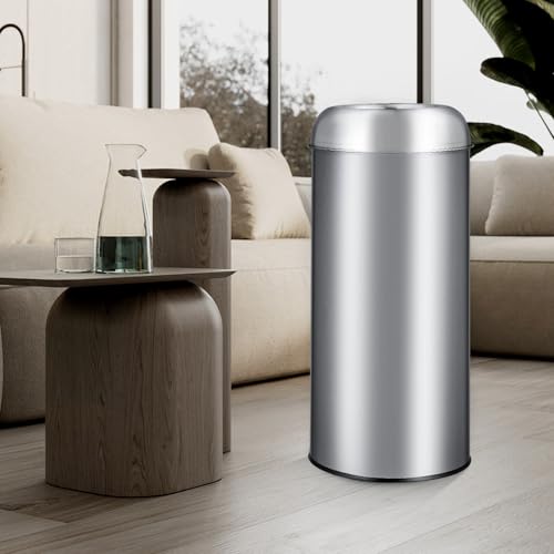GarveeLife Tall Commercial Trash Can, 65L/17 Gallon, Large Capacity Heavy Duty Stainless Steel Open Top Trash Bin with Sleek Hidden Bag Holder for Restaurant, Office, and Restroom