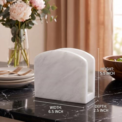Radicaln Marble Napkin Holder for Table 6.5" Paper Napkin Dispenser Stand - color: White