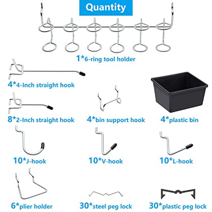 Pegboard Hooks with Bins, Peg Locks, for Organizing Various Tools, 117 PCS, 60 of Which are Locks - style: 117PCS