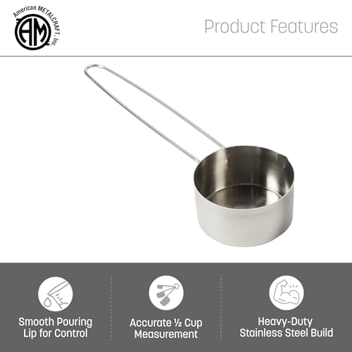American Metalcraft MCL12 Stainless Steel Measuring Cup, 1/2-Cup - size: 1/2 Cup
