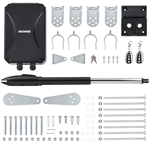 CO-Z Automatic Swing Gate Opener Kit with1 Backp Clip-on Remote Control & 2 Small Remote, Electric Gate Opener for Doors up to 660lb 18ft, Driveway Home Garden Gate Opening System for Swing Gates