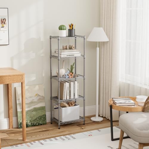 Golpart 5Tier Adjustable Storage Shelves Metal Wire Shelving Standing Shelf - color: Grey, size: 5-tier-10"Dx16"Wx55"H