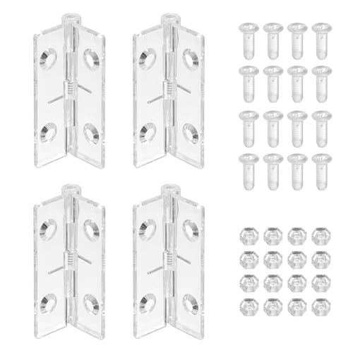 uxcell 4Pcs Acrylic Hinges Spring Hinge 45x35mm Transparent Acrylic Shaft