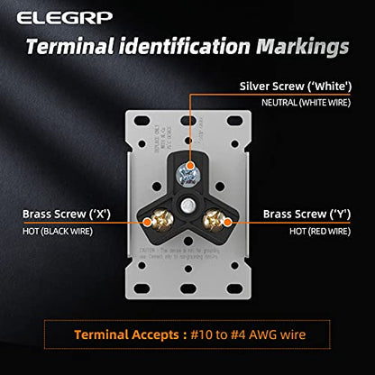 ELEGRP 50 Amps Range Power Receptacle,125/250V Flush Mounting Power Outlet, NEMA 10-50R, Straight Blade Range Outlet, Non-Grounding, 3 Pole 3 Wire, UL Listed, 1 Pack - style: NEMA 10-50R Outlet