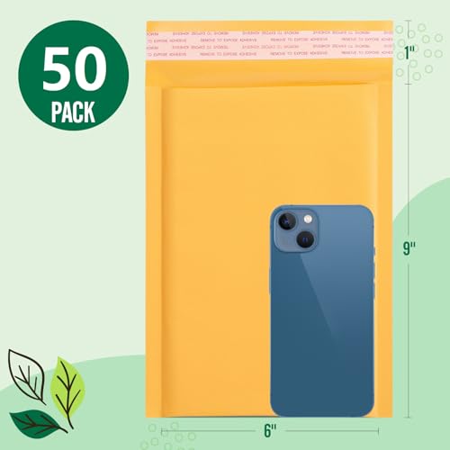 Fuxury Kraft Bubble Mailer 6x10" Padded Envelopes 50 Pack Usable Size 6x9" - color: Yellow, size: 6x10" 50PC