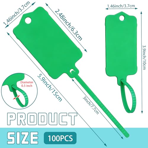 LeonBach 100 Pcs 1.46“ x 2.48” Plastic Shipping Tags, Green - color: Green